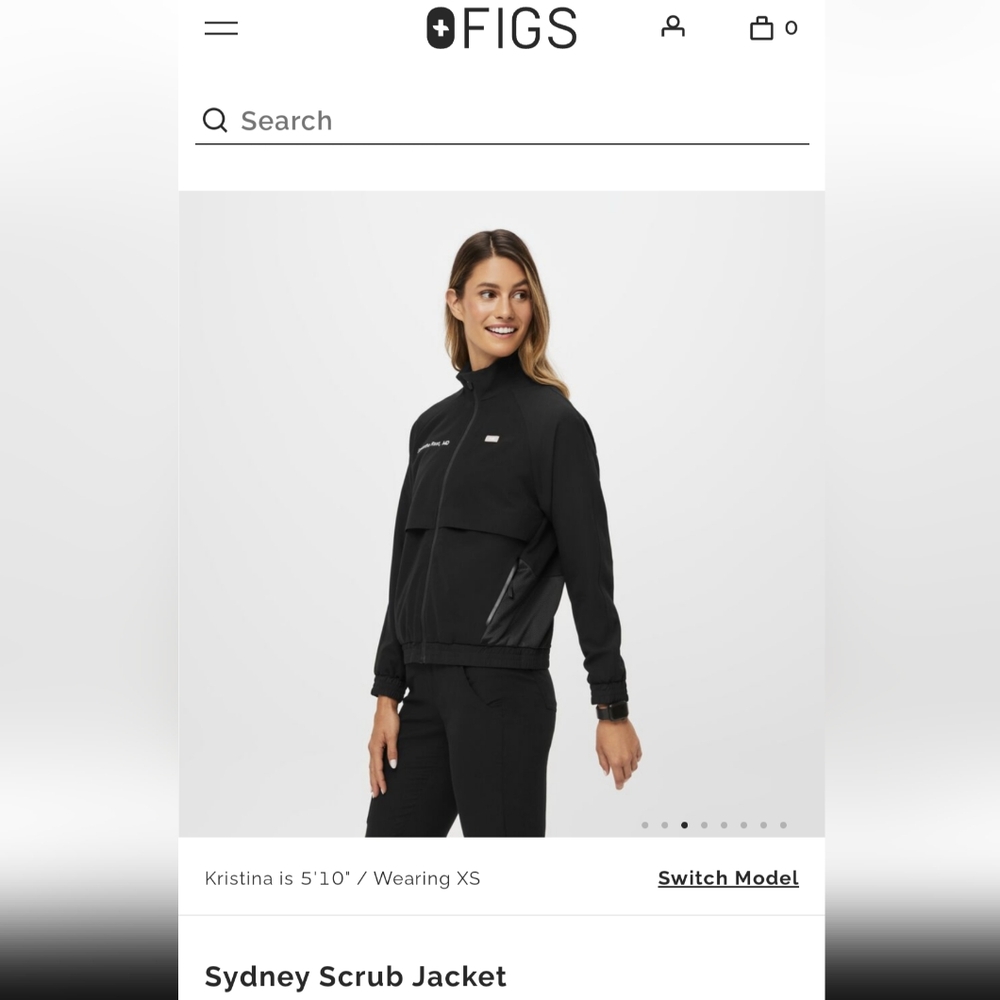 COPY - FIGS Sydney Scrub Jacket size Small, black